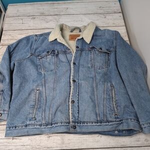 Levi's Sherpa Lined Denim Jean Bomber Jacket Light Wash Men Size 3XL